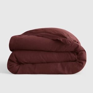 🌿NWT QUINCE Double Flange European Linen Duvet Burgundy King/Cal King 5998
